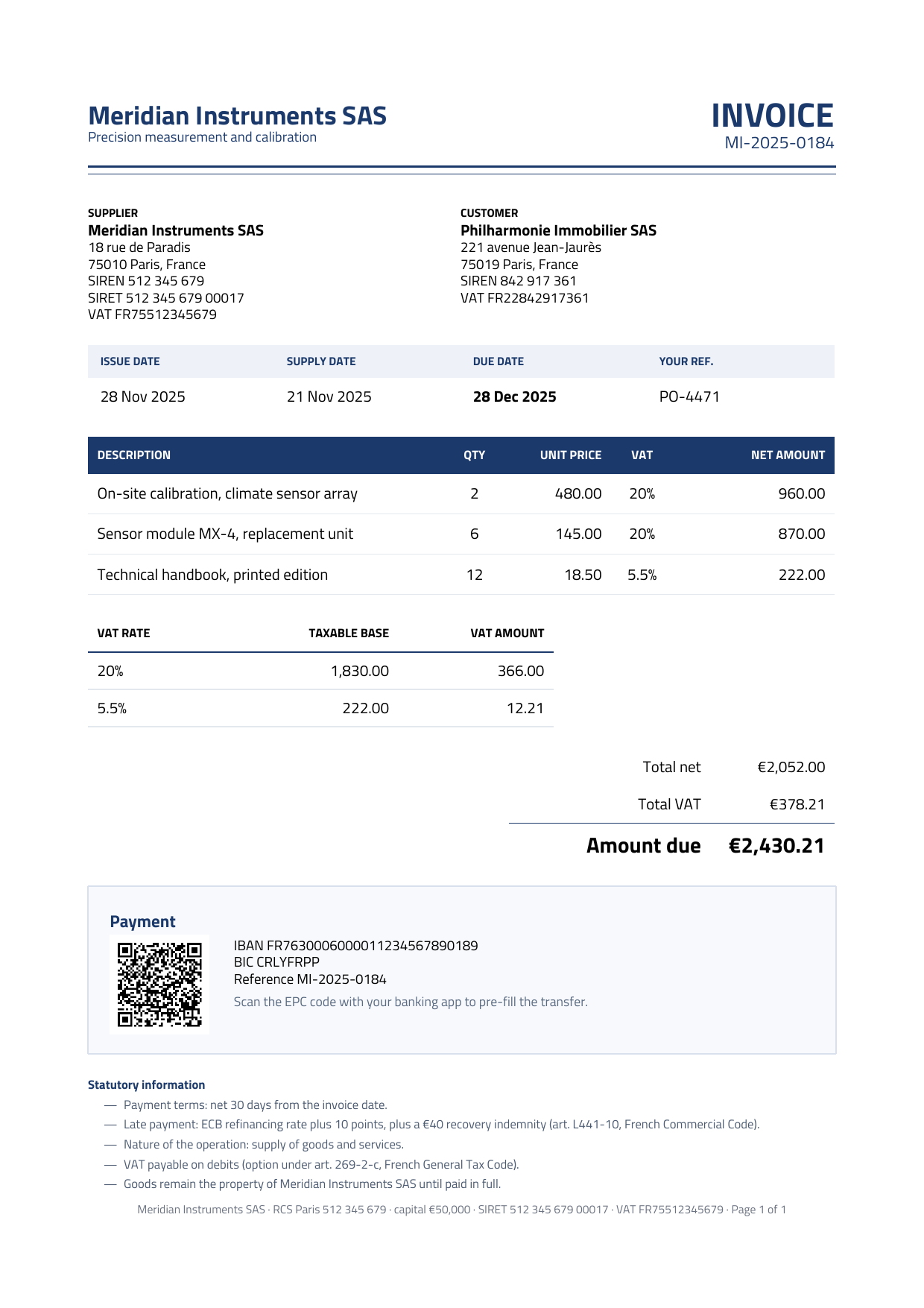 Compliant invoice